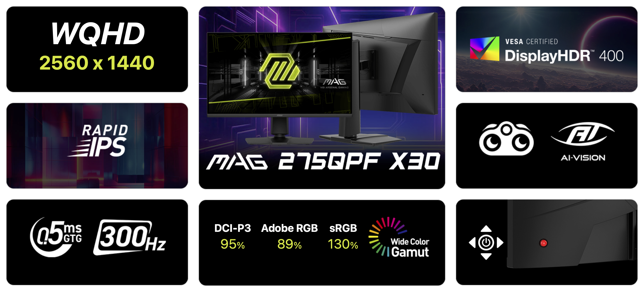 MSI MAG 275QPF X30 – 27" WQHD 300Hz Rapid IPS Gaming Monitor